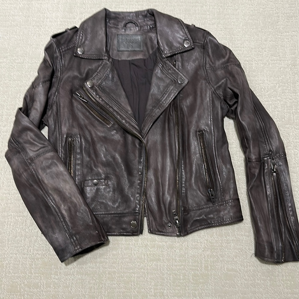 BLANKNYC Gray Leather Moto Jacket - S